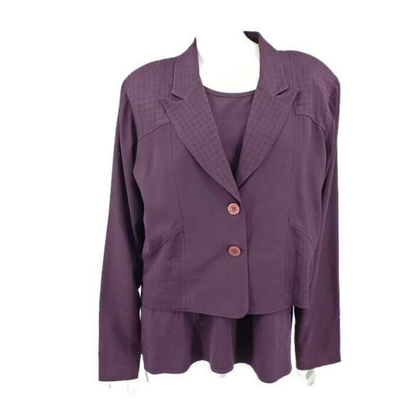 IC Collection Jacket and Tank Top Womens Medium Burgundy Plum Purple I.C. 2 PC - Picture 1 of 9